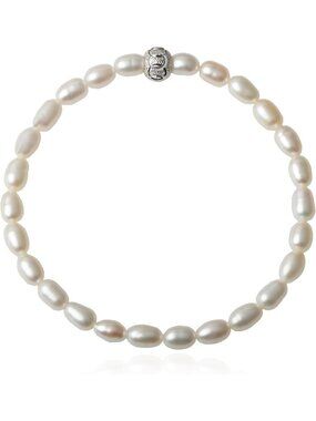 Elegant White Freshwater Cultured Pearl Stretch Bracelet for Women - Perfect